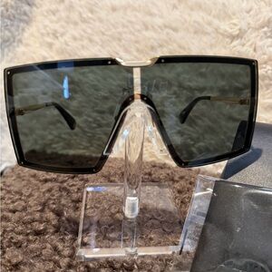 MaxMara Black and Gold Square Sunglasses